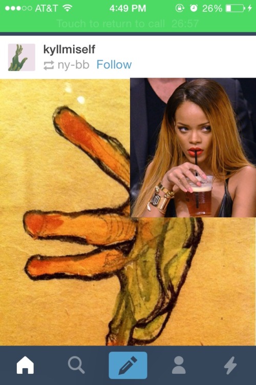 shamelessbabydoll:What is my phone doing?  Rihanna is judging my dash *sips tea*  Maybe she’s just curious :P