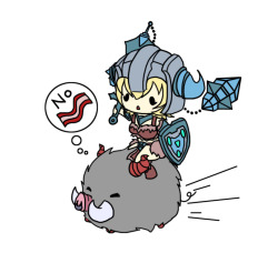 littleredren:  chibi Sejuani is being chased! piggie doesnt wanna