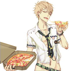 sleepybunnyprince:  Who doesn’t want a pizza eating hot topic