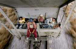 lamaschingonaa:  U.S.-bound migrants ride a Mexican freight train
