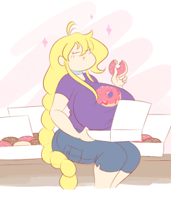 theycallhimcake:  Happy Donut Day! Cassie’s celebrating the only true way you can… and I’ll follow suit soon! ‘w’ Also, celebrate in style by snaggin’ your own donut shirt from the man himself. : D 