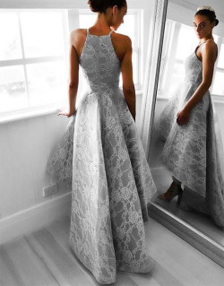 dressfor:  gray lace prom dress