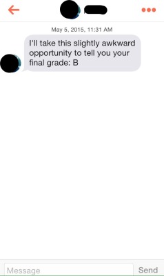 tinderventure: I matched with my professor right after our final…