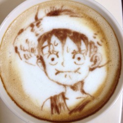 catofcream:  One PIece cappuccino art *A* Source: Sugiさんの