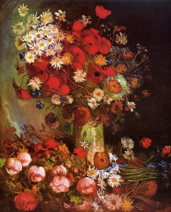 artist-vangogh:  Vase with Poppies, Cornflowers, Peonies and