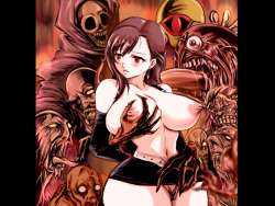Busty Tifa getting her oppai hentai big tits ogled by an orgy of hentai monsters.
