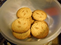 Fresh baked peanut butter cookies.  Yum yum yum