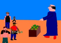 clowncum:  k64corruptions:   in the desert, gargamel tempts