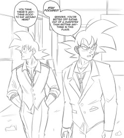   Anonymous said to funsexydragonball: Yakuza Goku & Bardock?