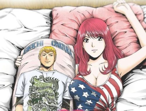 Forget the girl! Thereâ€™s an Onizuka dakimakura!This is from the manga GTO- Paradise Lost. Onizuka is back but this time heâ€™s teaching a class full of idols and has to help and reform them Â in his own waysâ€¦