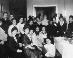 Rasputin in his salon among admirers early 1914, most likely