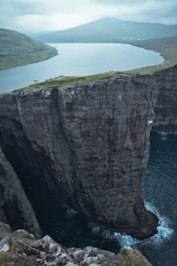 futuretales:Two-Level Lake Lake Sorvagsvatn in the Faroe Islands.