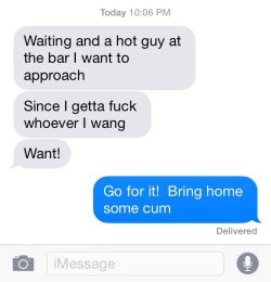 oregoncuckold:  My Hotwife is on the prowl again. Got this text
