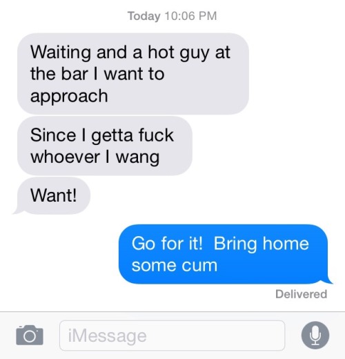 oregoncuckold:  My Hotwife is on the prowl again. Got this text from her tonight. Oregoncuckold 