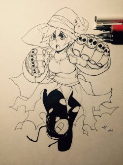 knuckletraincomics:  Punch Witch I fell behind on Inktober (again),