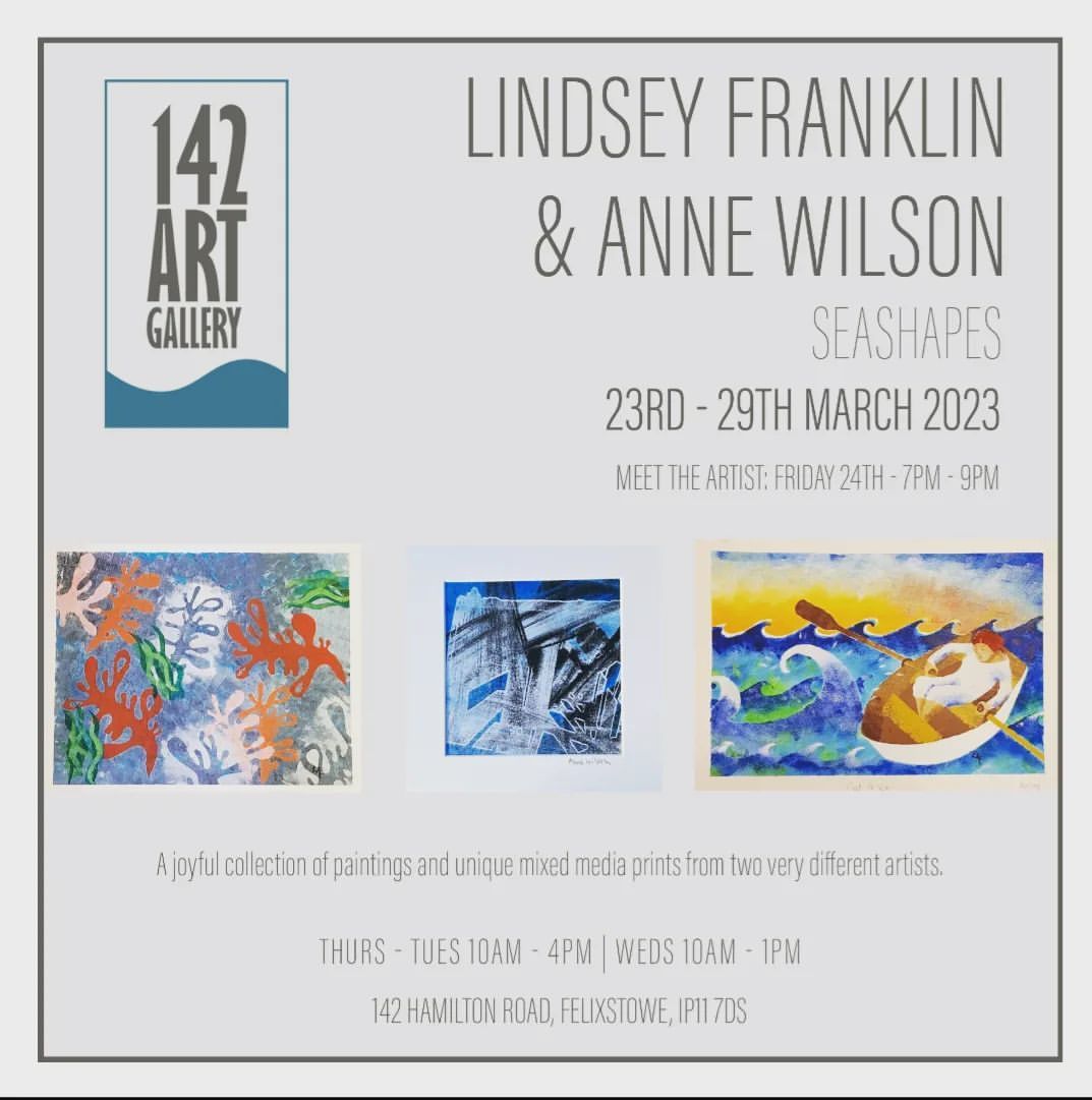 <p>Join me and #annewilsonprintmaker for two very different perspectives on all things Sea Shaped above, below, and beside the sea. Opening at 142 Gallery Friday 24th March at 7pm #localart #colourandshape #impostersyndrome  (at 142 Art Gallery)<br/>
<a href="https://www.instagram.com/p/CpQHJx_IKaC/?igshid=NGJjMDIxMWI=">https://www.instagram.com/p/CpQHJx_IKaC/?igshid=NGJjMDIxMWI=</a></p>