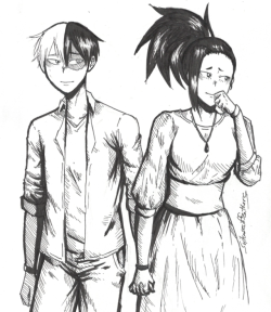 suitcasesoffeathers:  A Todomomo (Todoroki x Yaoyorozu) thing