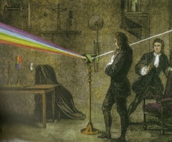 magictransistor:  Isaac Newton conducting experiments; refracting