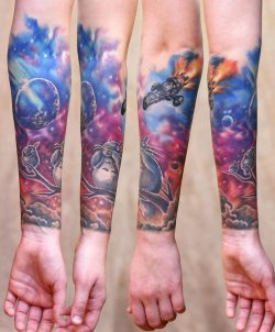 techtatsmoto:  Space sleeve in progress by Sandra Daukshta, Riga,