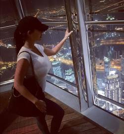 At the top of the Burj Khalifa tonight! So beautiful at the tallest