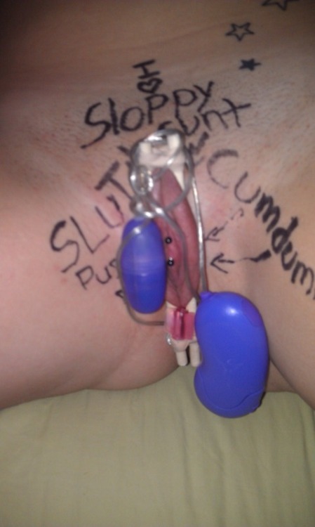 hiscunt:  LOVE when You mark Your bitch!  “I <heart> Sloppy Cunt. Slut Pussy. Cumdump.”