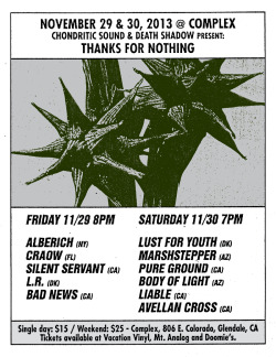 grehholger:  THANKS FOR NOTHING festival, 11/29-11/30 2013 LOS