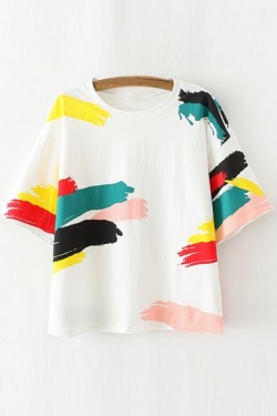 flyflygoes: Summer Cute Girl’s T-shirts  Color Block  //  Cat