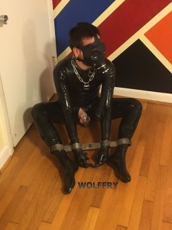 wolffry: I had my cock locked in a chastity device, my ass plugged,