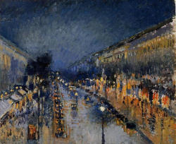 artist-pissarro:  The Boulevard Montmartre at Night, Camille