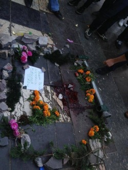  The pool of blood at Kizilay Square is marked with a sign that