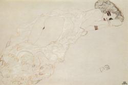 gustavklimt-art:  Reclining Nude Lying on Her Stomach and Facing