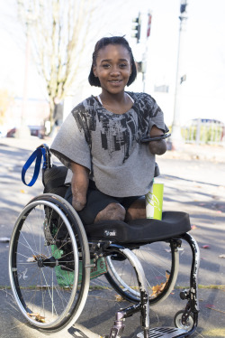 winefinedarkchicks:  humans-of-pdx:  &ldquo;I had a bacterial infection when I was two that turned into gangrene. People don’t believe all the things I can do. Like write. I have some of the best handwriting in my class.&rdquo; She put her arms together