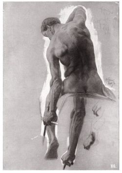 Male nude  study. Otto Greiner. German.1869-1916.