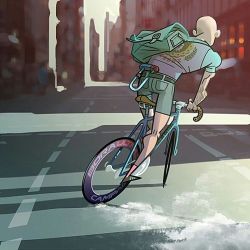 hizokucycles:  Action packed bike illustration by artist @Davidcasas.info