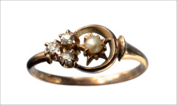 eriebasin:  1890s Victorian Stars and Crescent Moon Ring, 14K