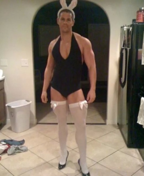 the-golden-opportunity:  “You sure you want to do this?”  “Yep.”  “You look ridiculous.”  “That’s kind of the point.”  Ryan did a little turn on his shiny black high heels. He gave a couple shakes of the fluffy bunny tail that was fastened