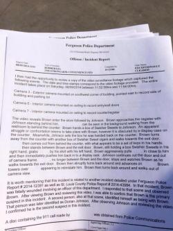 blacknoonajade:  This is the incident report that the Ferguson