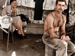 unemployed lumber worker and his wife1939 (colorized photo)(source)