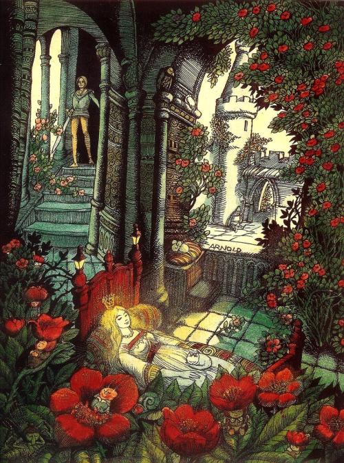 enchantedbook:  “Sleeping Beauty” illustrated by Hans Arnold,