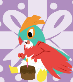 Pokemon Time style Hawlucha, done as a special birthday gift