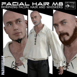 Facial  Hair is composed of 20 one click facial hair morphs for the morphing  facial hair for M8 and G8M. It is also composed of 18 morph sliders that  can be manipulated depending on preference for more desirable  combinations. Files for DAZ Studio 4.9