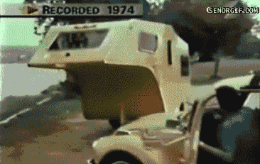 blondebrainpower:Volkswagen Beetle Engages Trailer and Hits the