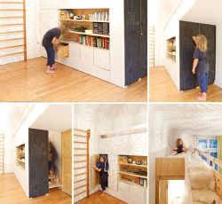 sweetestesthome:  custom built-in loft bed for kids with secret