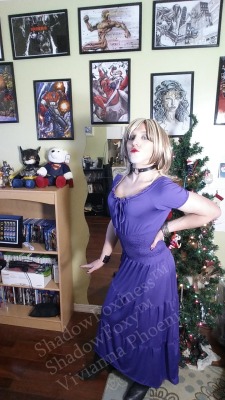 shadowfoxy:  A purple peasant dress. It looks pretty fabulous