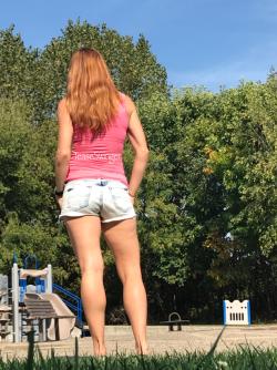 teaseswinger: teaseswinger:  Me outside at the park…rare pic