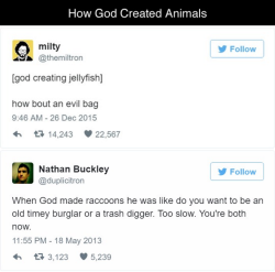 tastefullyoffensive:How God Created Animals (via boredpanda)Previously:
