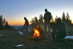 patagonia:  Team Friends fighting off the frost in Crater Lake,