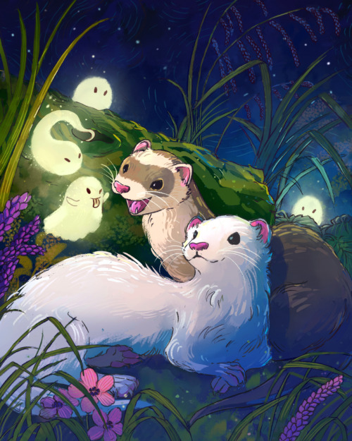 jramseyi:  Spooky spirits and a pair of ferrets.  Print Available