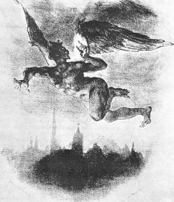 artist-delacroix:  Mephistopheles Over Wittenberg (From Goethe’s