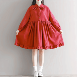 momoiro-megane:  ♡   Loose Bow Tie Pure Color Dress ♡  